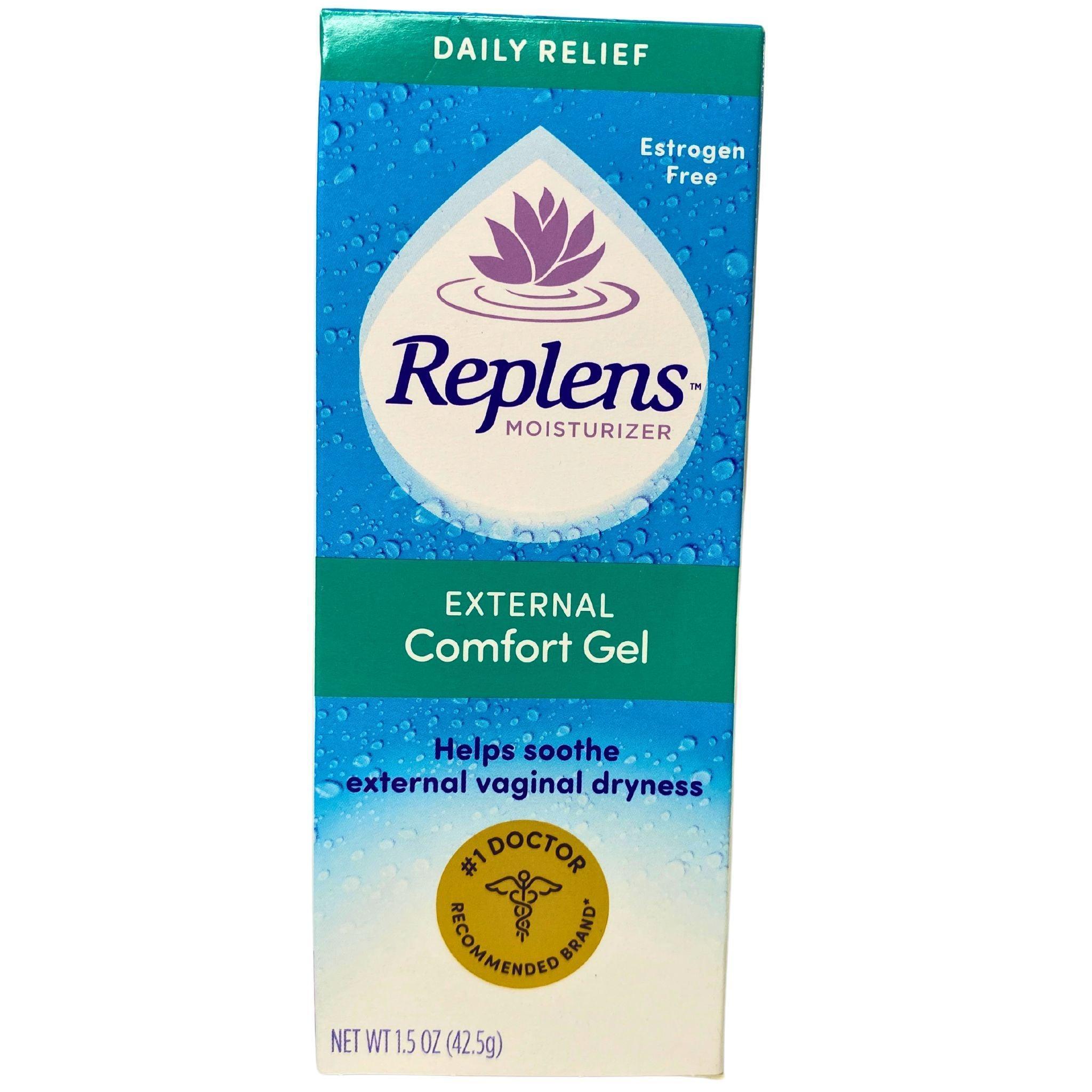 Replens Moisturizer External Comfort Gel 1.5 oz - Estrogen Free, 50 Pack - Hydrating Vaginal Moisturizer for Women's Intimate Care & Dryness Relief