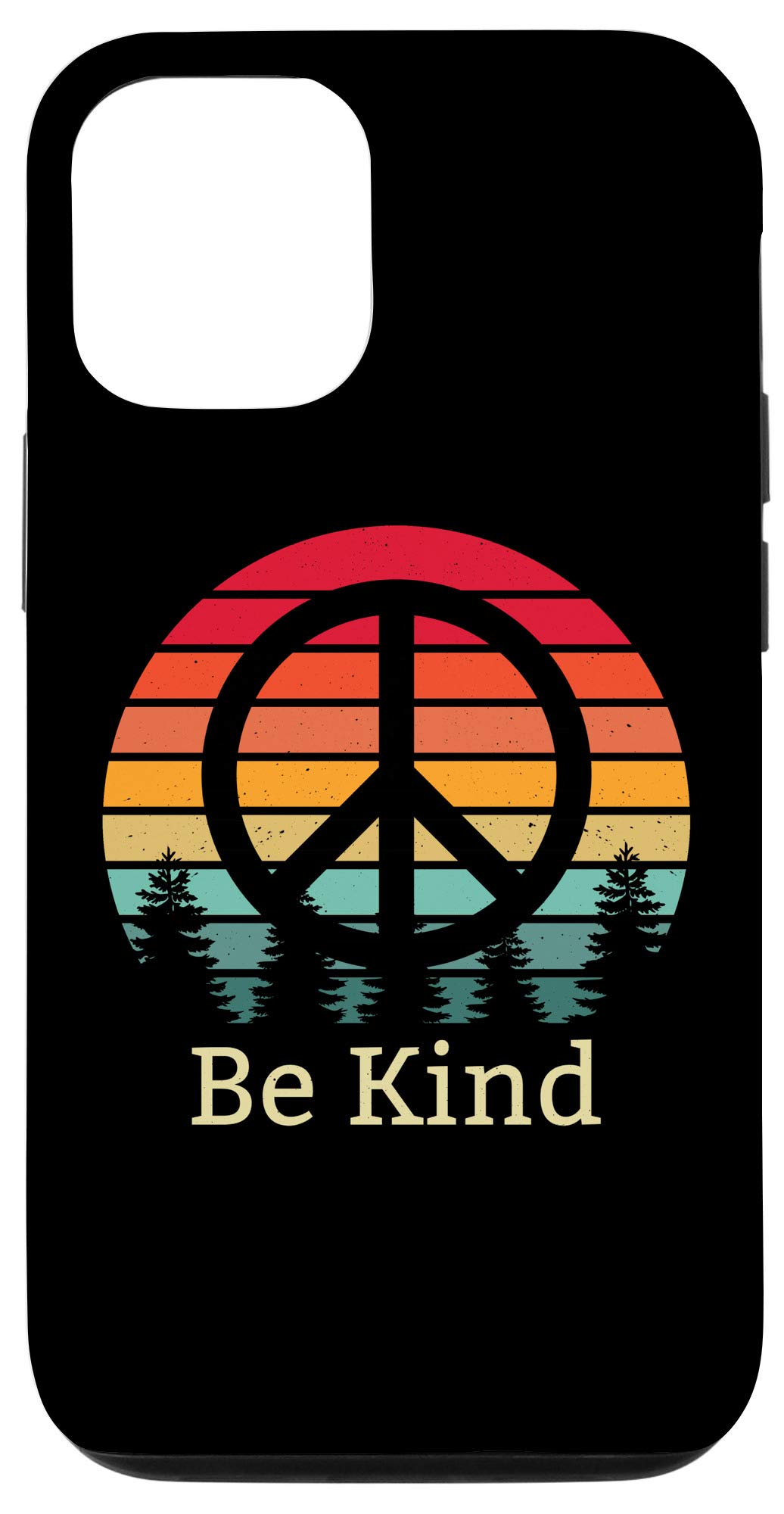 Vintage Retro Peace Sign iPhone 12/12 Pro Case - Anti-Bullying Kindness Art Phone Cover for School, Work & Everyday Protection