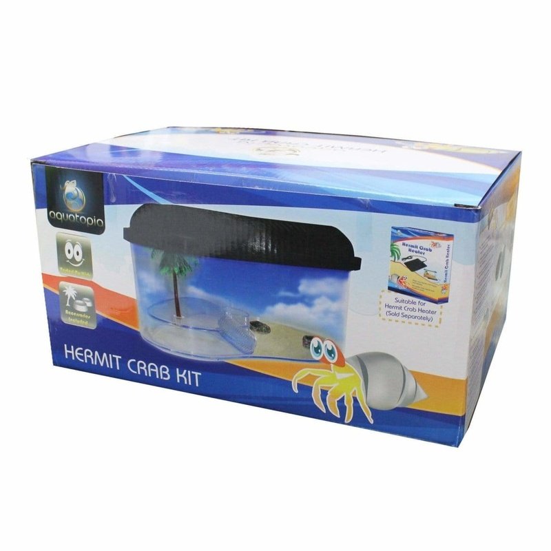 Aquatopia Complete Hermit Crab Habitat Kit - Starter Set with Tank, Food & Accessories for Pet Hermit Crabs - Perfect for Kids & Beginners (Ideal for Home, Classroom, or Office)