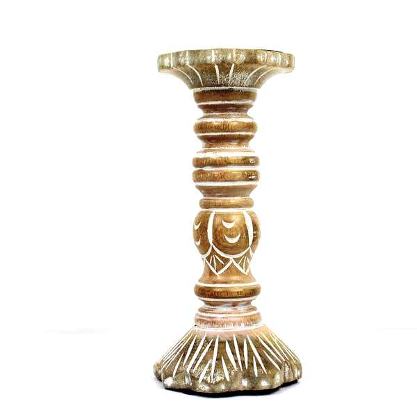 Handmade Mango Wood Candle Holder - Natural Rustic Home Decor for Table Centerpiece, Wedding, Dining Room & Meditation Spaces