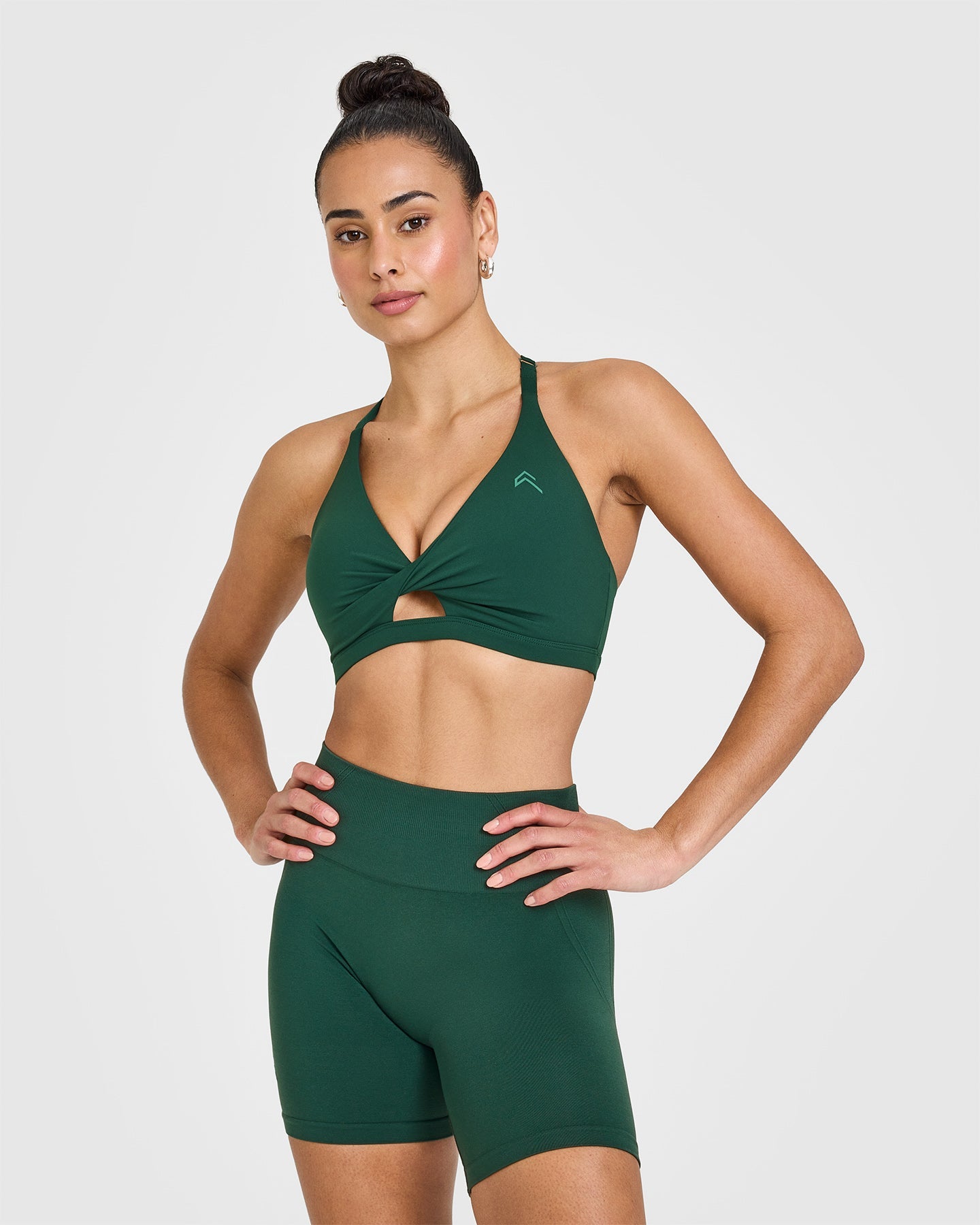 High Support Unified Twist Sports Bra for Women - Breathable Racing Green Workout Top - Perfect for Running, Yoga & Gym Fitness