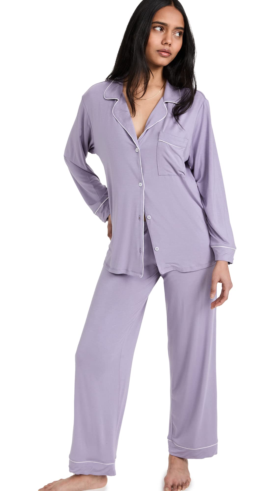 Eberjey Gisele Classic Women's Pajama Set - Soft Long Sleeve Sleep Shirt & Lounge Pants | Cozy Cotton Nightwear for Relaxing at Home, Sleepovers & Gift Giving
