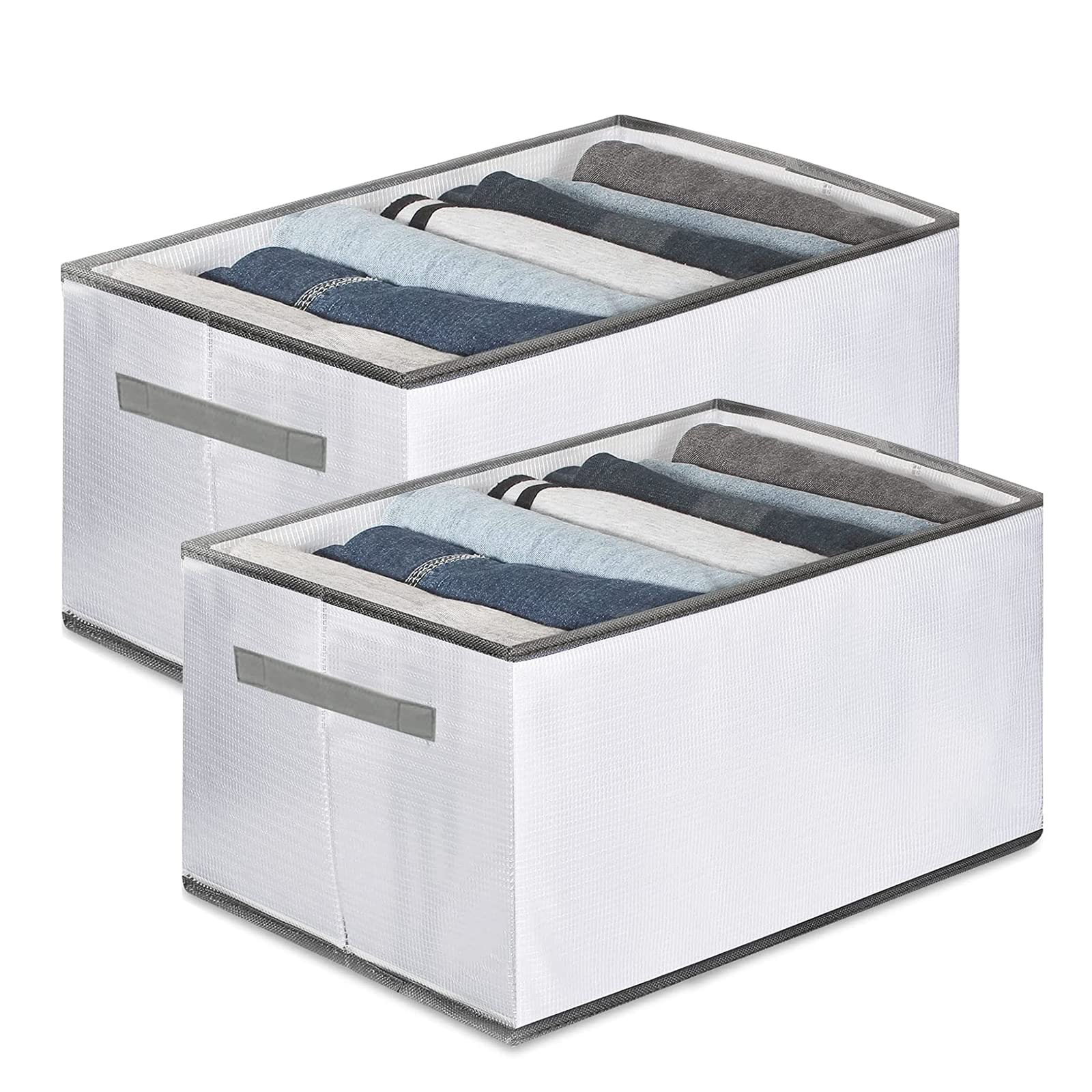 7 Grid Washable Foldable Mesh Wardrobe Organizer - 2 Pack Portable Closet Drawer Storage Box for Underwear, Socks, T-Shirts, Jeans & Accessories | Perfect for Bedroom, Closet & Travel Organization