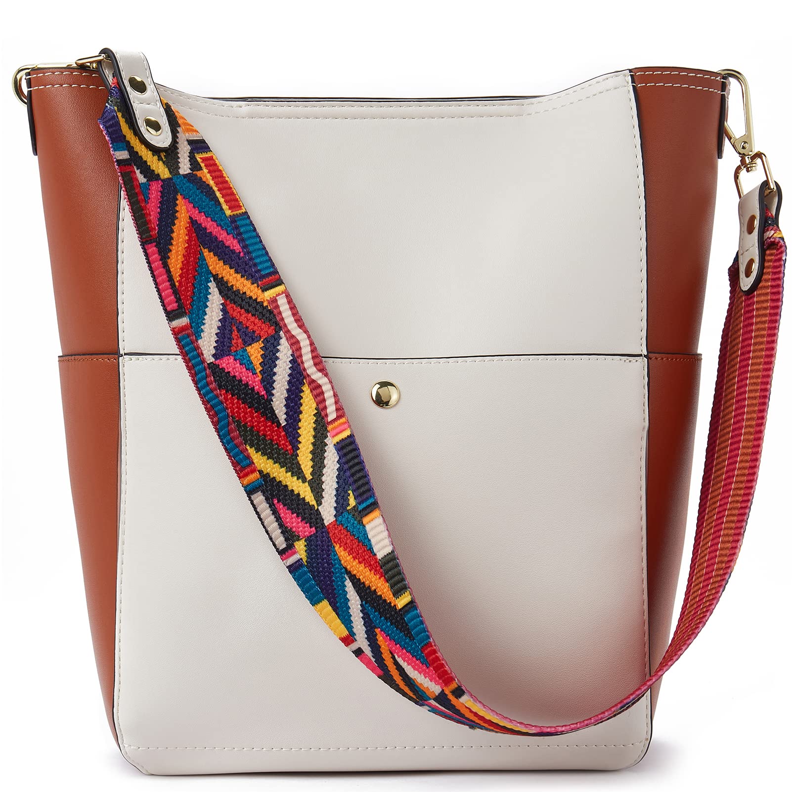 BROMEN Women's Vegan Leather Bucket Bag - Stylish Crossbody Purse & Shoulder Handbag for Everyday Use, Work, Travel & Shopping