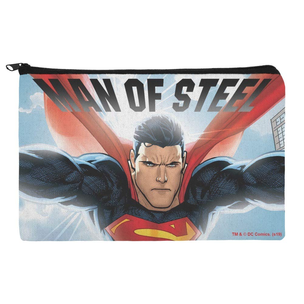 Superhero Man of Steel Cosmetic Bag Organizer - DC Comics Superman Makeup Pouch for Travel & Daily Use