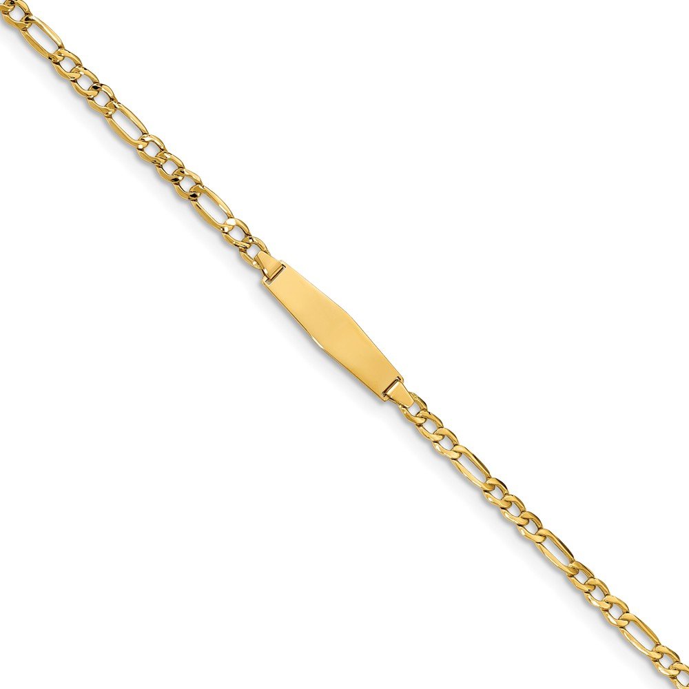 Jewels By Lux 14k Gold Semi-Solid Soft Diamond Shape ID Figaro Link Bracelet - Elegant Jewelry for Women, Perfect Gift for Anniversary, Birthday & Special Occasions