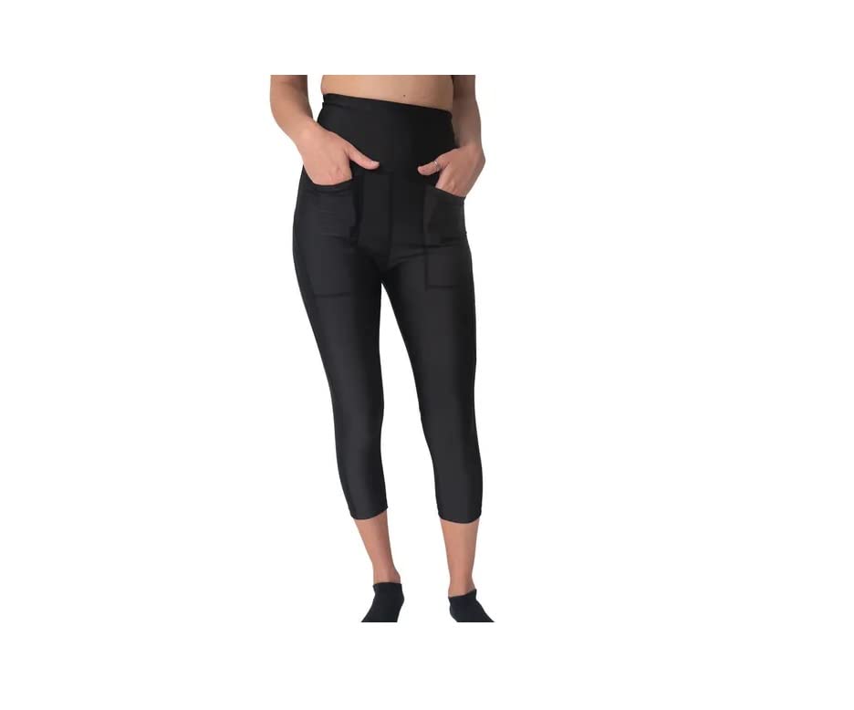 MPP Black Hair Resistant Capri Leggings for Pet Groomers & Hair Stylists - Stretch Spandex Comfort - Perfect for Salon Work & Animal Care