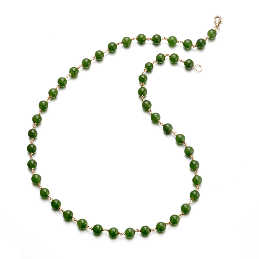 Green Nephrite Jade Gold Link Necklace – Elegant Handmade Jewelry for Women | Perfect for Weddings, Parties & Everyday Wear