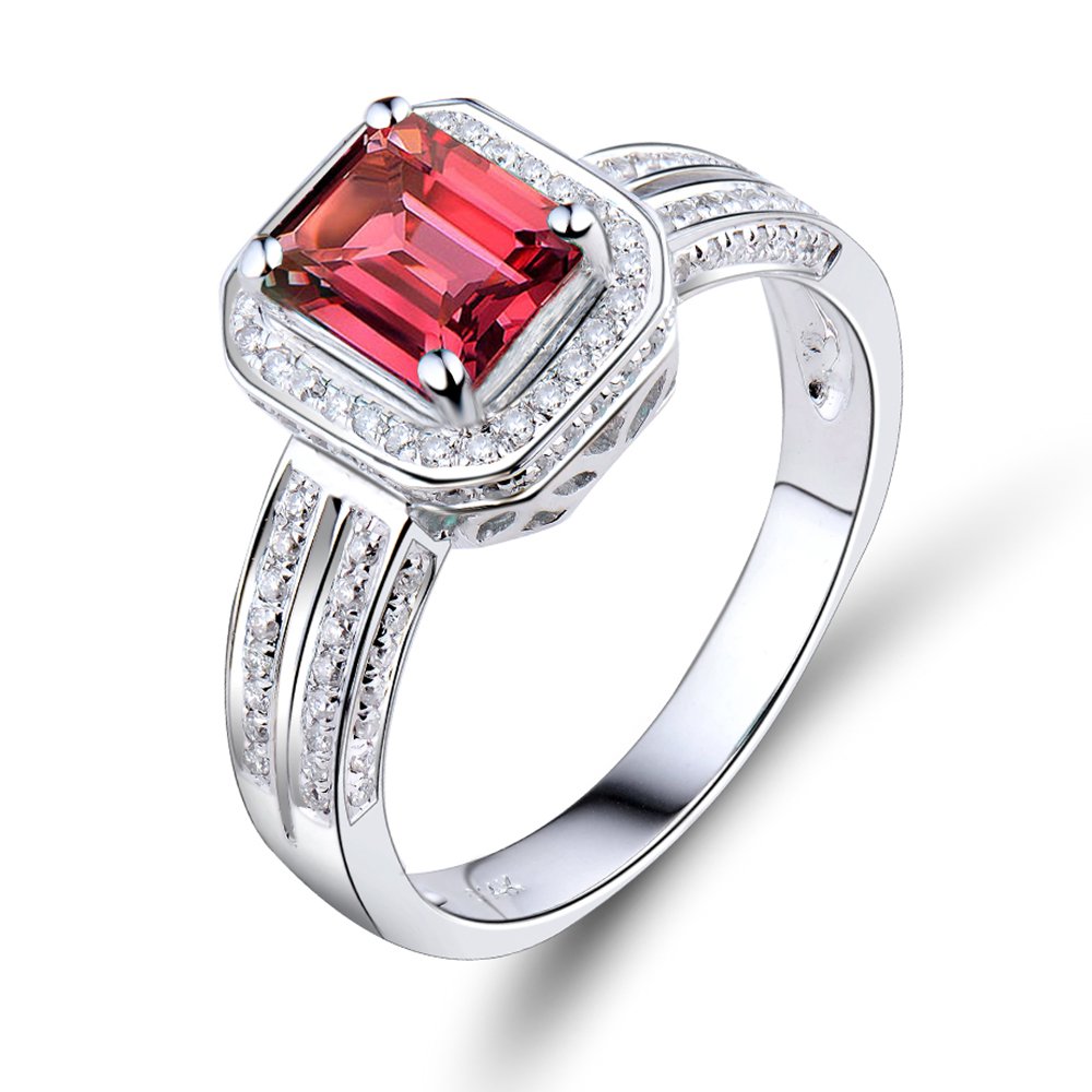 14k White Gold Natural Pink Tourmaline Diamond Ring for Women | Engagement & Wedding Jewelry | Perfect for Proposals, Anniversaries & Special Occasions