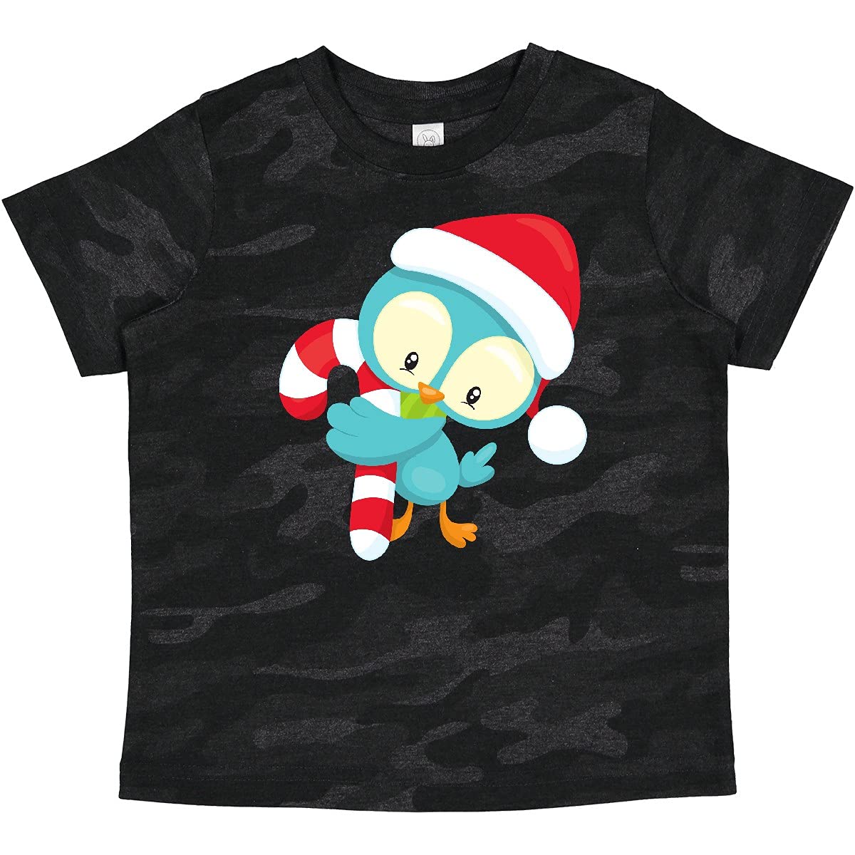Inktastic Christmas Bird Baby T-Shirt - Cute Holiday Bird with Santa Hat & Candy Cane Design | Perfect for Christmas Photos, Family Matching Outfits & Festive Gifts