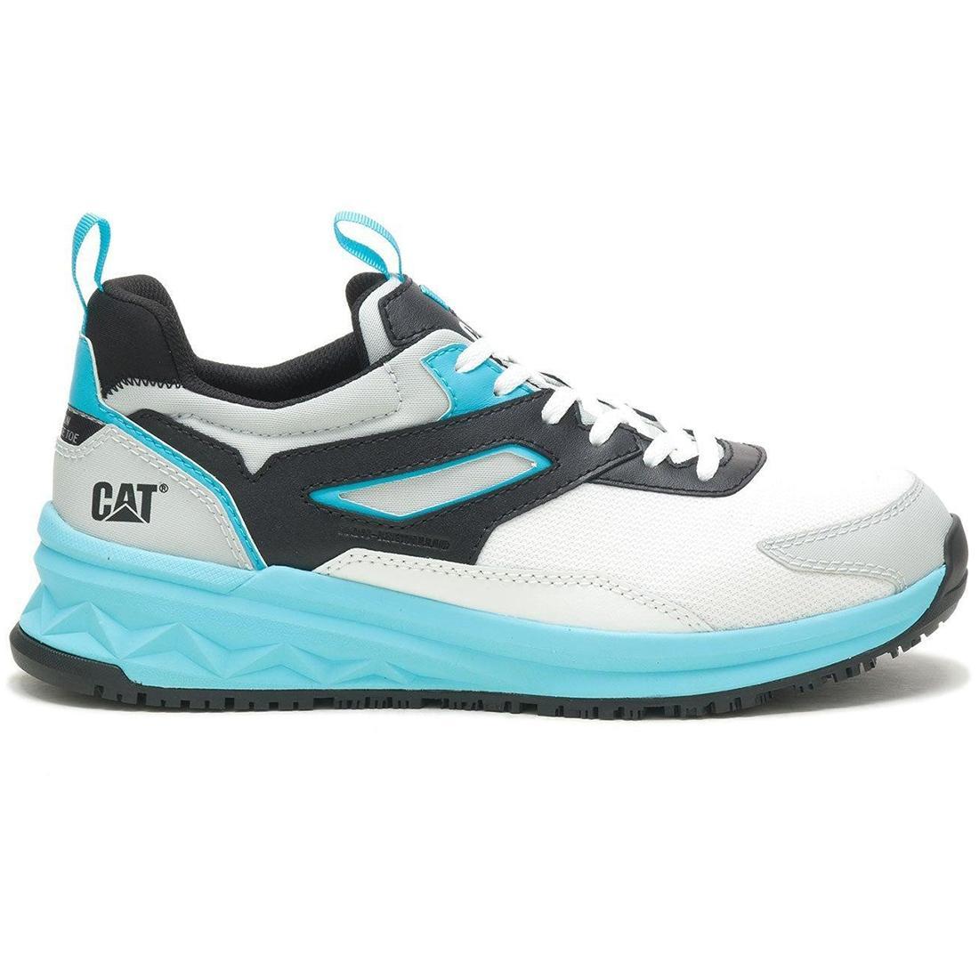 Streamline Runner Composite Toe Work Shoes for Men - Lightweight Safety Shoes with Slip-Resistant Sole, White & Blue - Perfect for Construction, Warehouse & Industrial Work