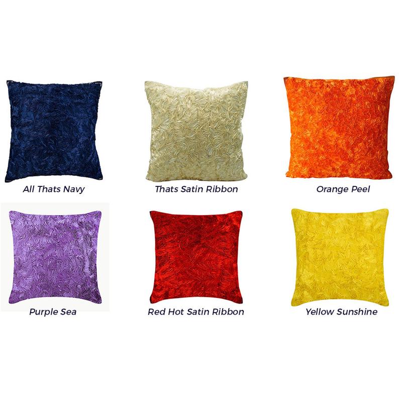Navy Blue Art Silk Throw Pillow Cover - Elegant Home Decor for Sofa, Bed & Living Room