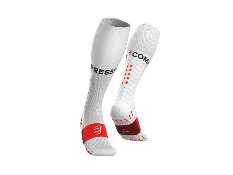 Compressport Unisex Running Socks - Breathable Cushioned Athletic Socks for Men & Women - White - Perfect for Marathon, Trail Running & Workout
