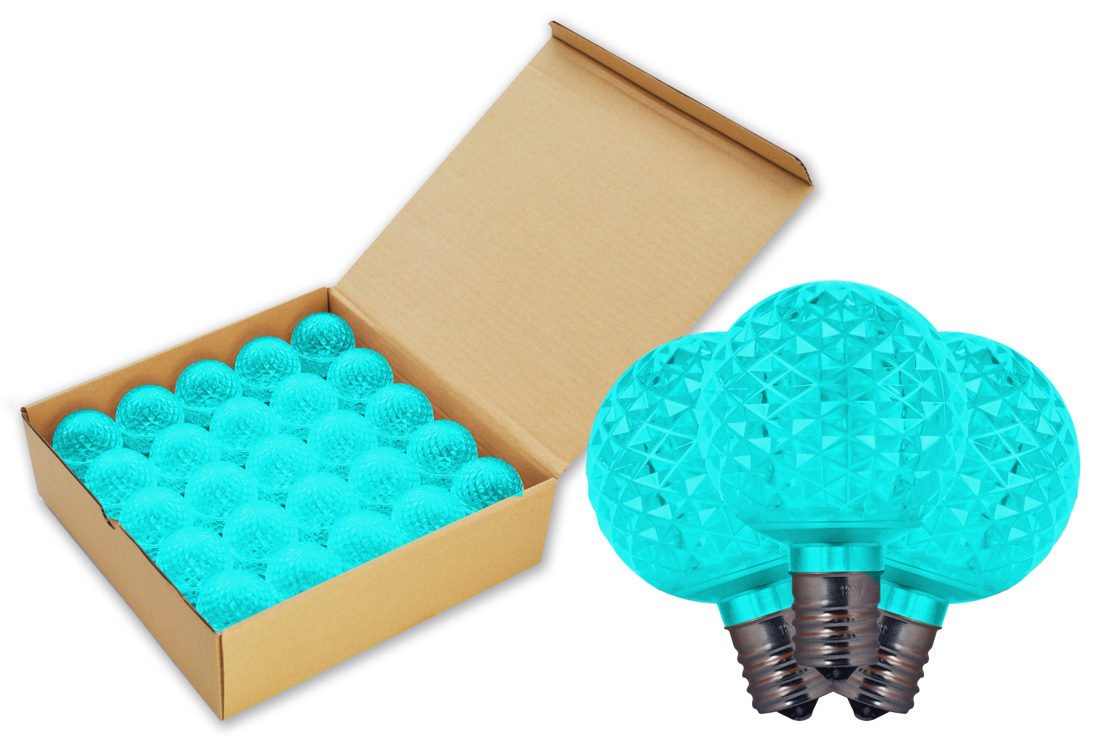 25 Pack G50 SMD Teal Dimmable LED Replacement Bulbs - Perfect for Bedroom, Living Room, and Outdoor Lighting