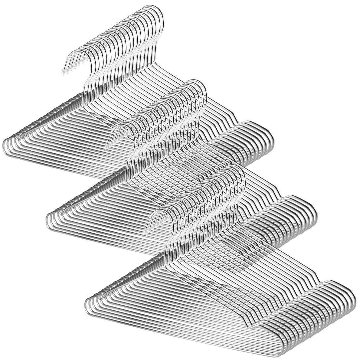 60 Pack Stainless Steel Heavy Duty Metal Clothes Hangers - 16.5 Inch Silver Garment Hooks for Wardrobe Organization | Perfect for Closet, Laundry Room & Dry Cleaning Storage