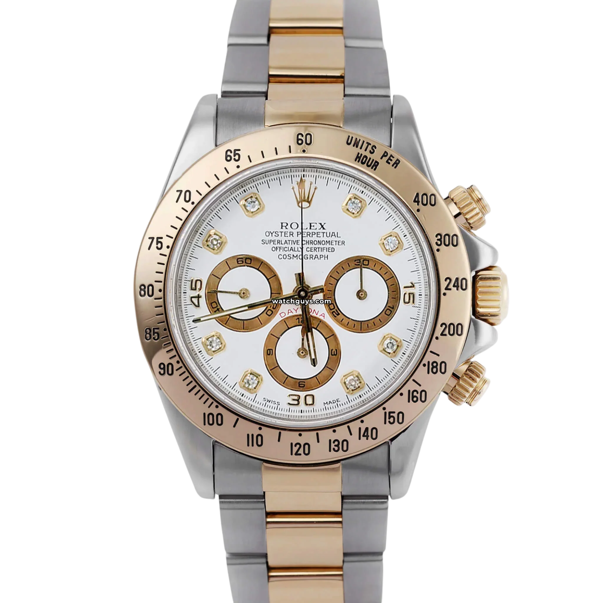 Rolex Daytona Zenith 16523 Men's Watch with White Diamond Dial - Luxury Chronograph for Business, Gifting & Special Occasions