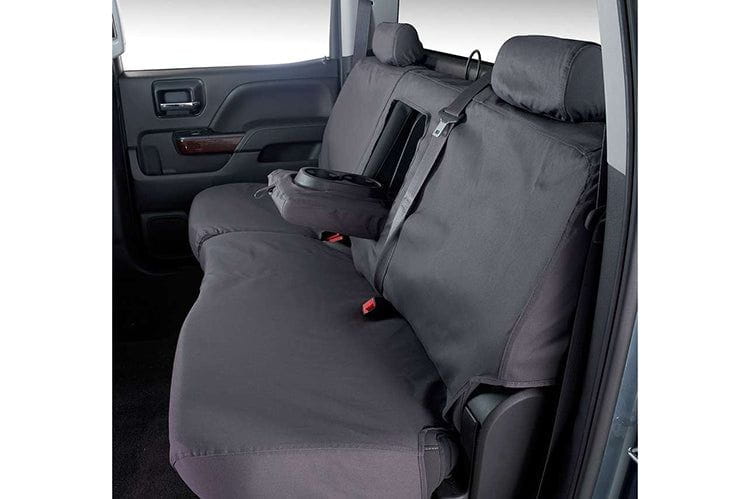 Covercraft SS8462PCCH Grey Polycotton SeatSaver Custom Seat Covers for 2017-2018 Ford F250 F350 F450 F550 Super Duty Trucks - Durable Protection for Work & Off-Road Use