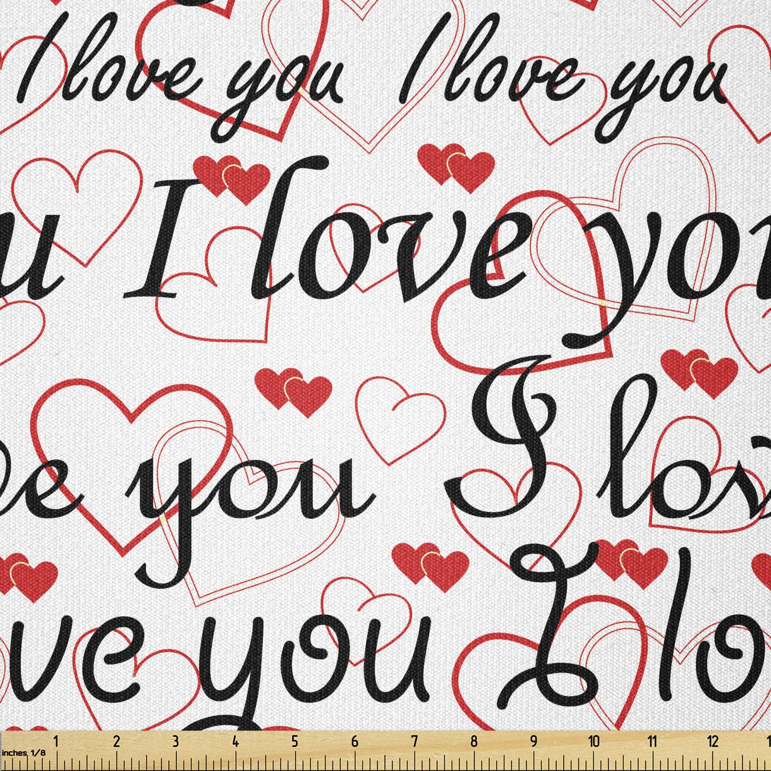 Ambesonne I Love You Stretch Knit Fabric by The Yard - Red Black White Typography Print for Clothing, Sewing & DIY Crafts (10 Yards) - Perfect for Valentine's Gifts, Anniversary Projects & Home Decor