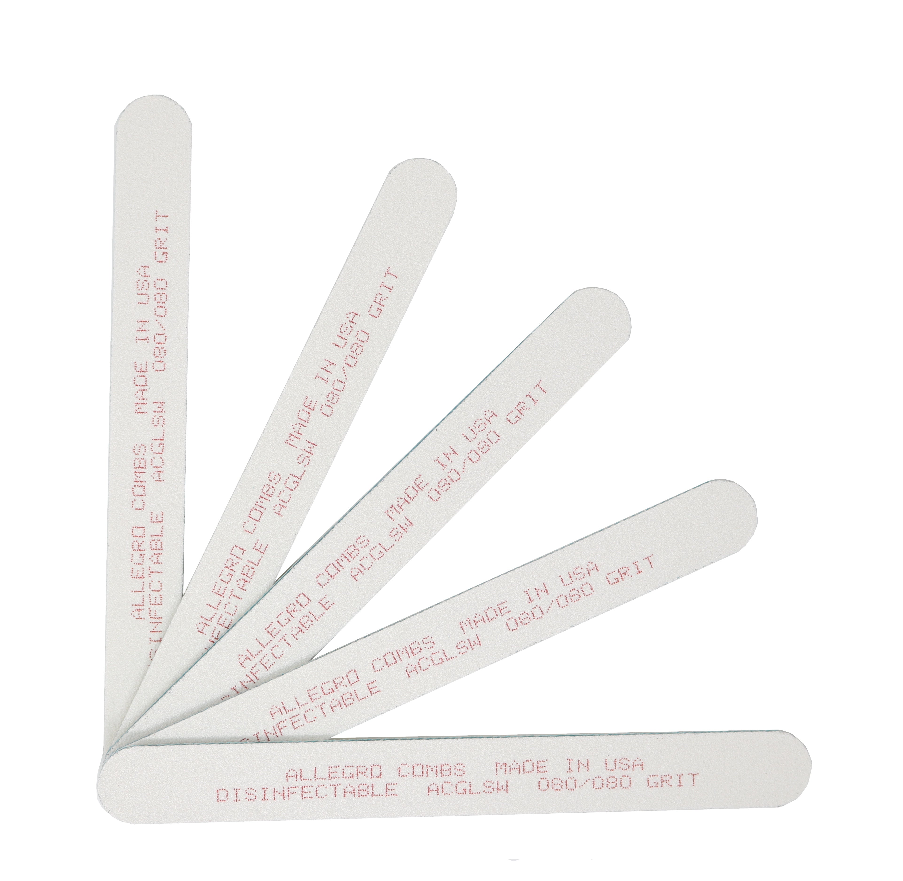 Allegro Cushioned Nail Files Set - 5 Pack with 080/100/180/240 Grits for Smooth & Gentle Manicure - Perfect for Home, Salon & Travel Nail Care