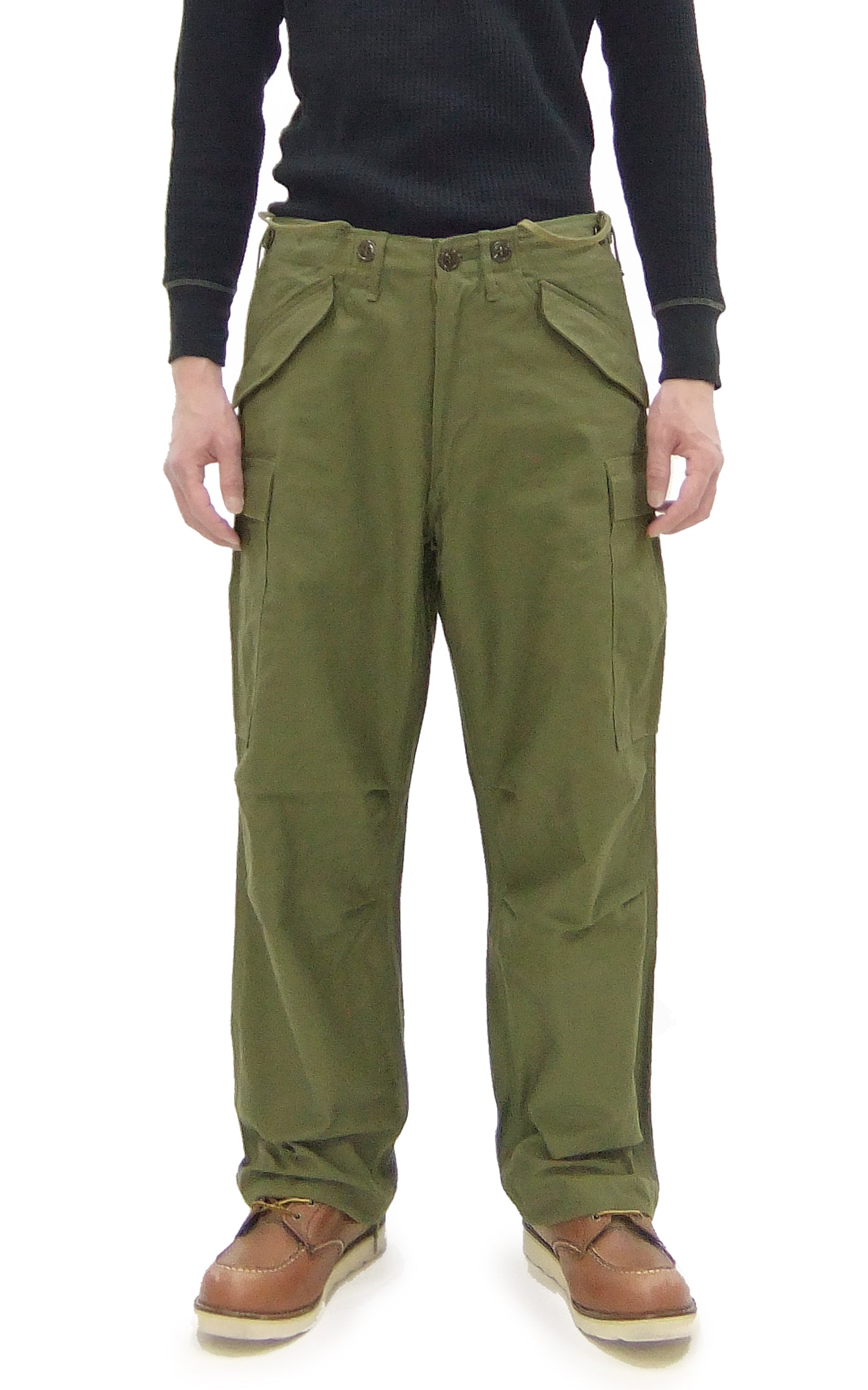 Buzz Rickson Men's Baggy Cargo Pants - US Army Korean War M-1951 Field Trousers Reproduction (BR42529, Olive) | Military Style Workwear & Outdoor Adventure Pants