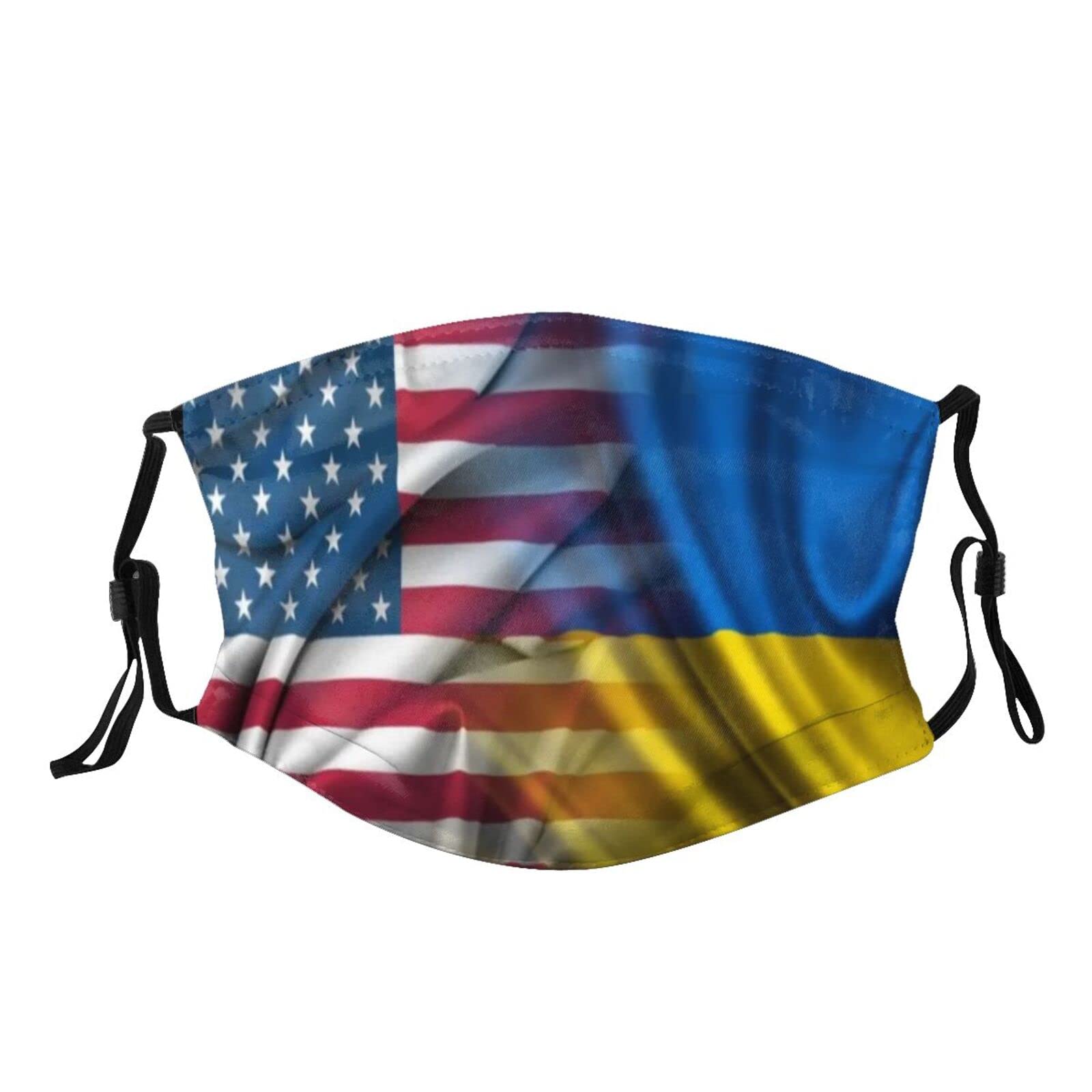American Flag & Ukrainian Flag Face Mask - Adjustable, Reusable, Breathable with 2 Filters - Perfect for Outdoor Activities, Travel, and Daily Protection