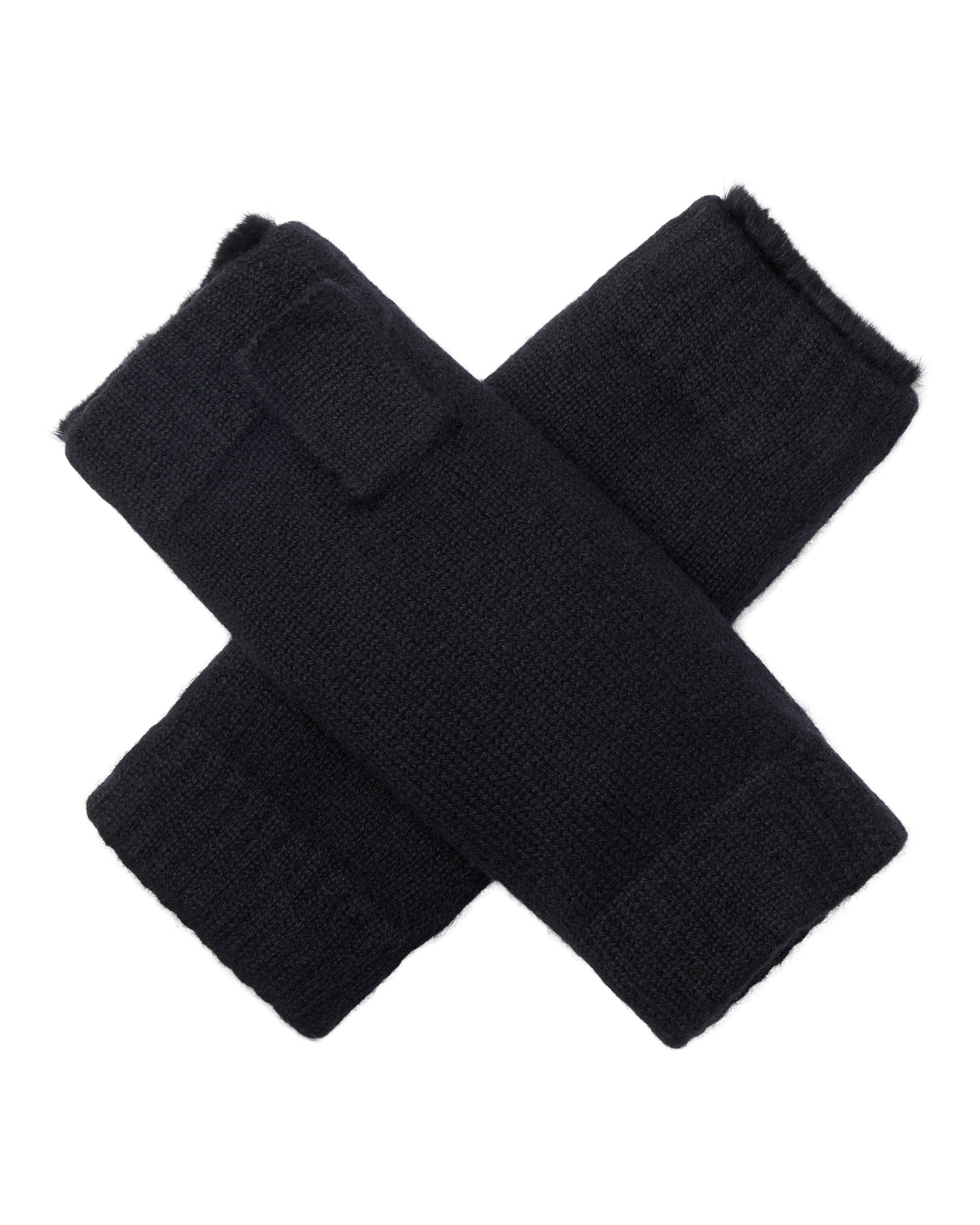Unisex Black Cashmere Fingerless Gloves with Fur Lining - Warm Winter Accessories for Outdoor Activities, Driving & Fashion
