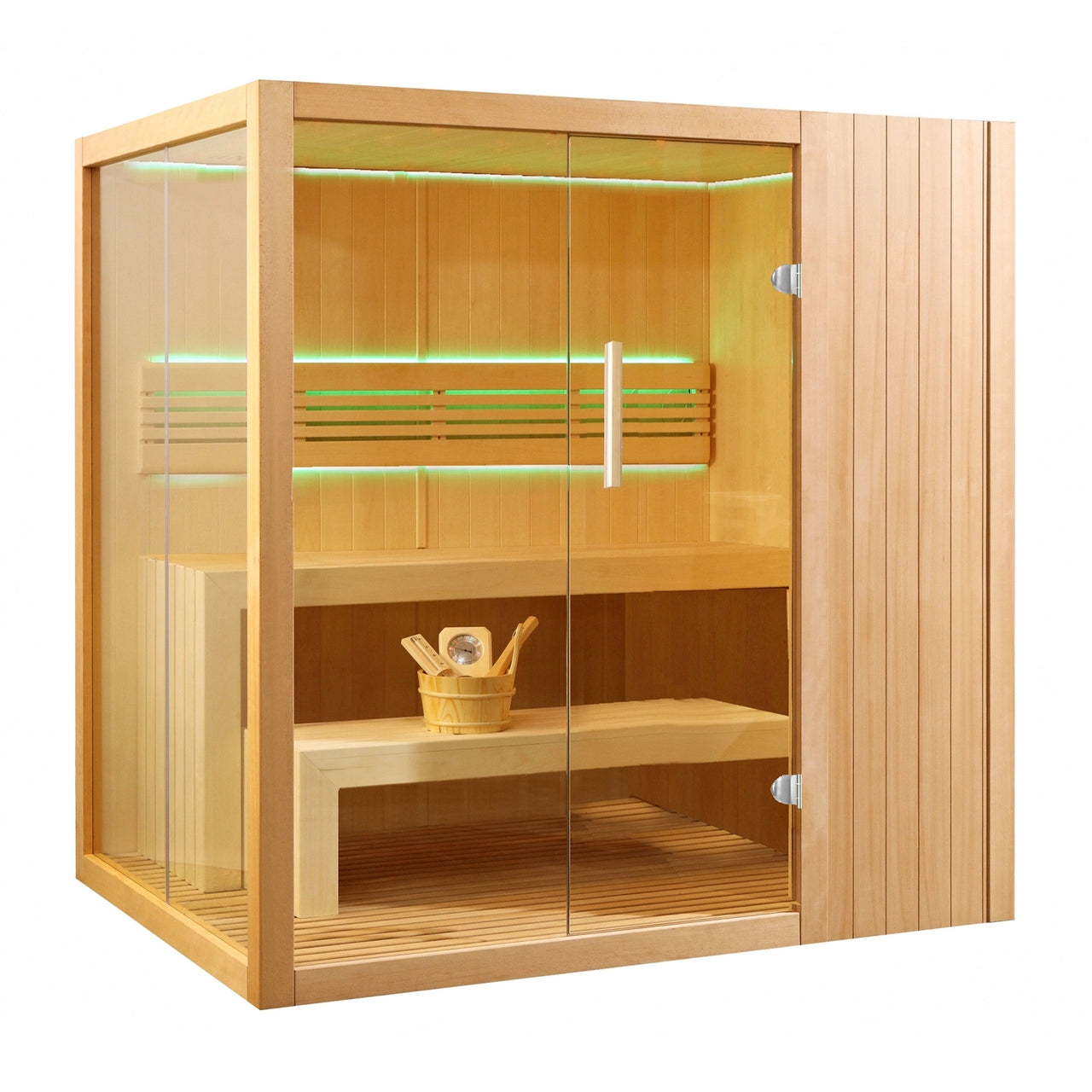 Premium Aleko Canadian Hemlock Indoor Wet & Dry Sauna with LED Lights - 4.5kW ETL Certified Heater - 4 Person Capacity - Perfect for Home Relaxation, Detox & Wellness Therapy