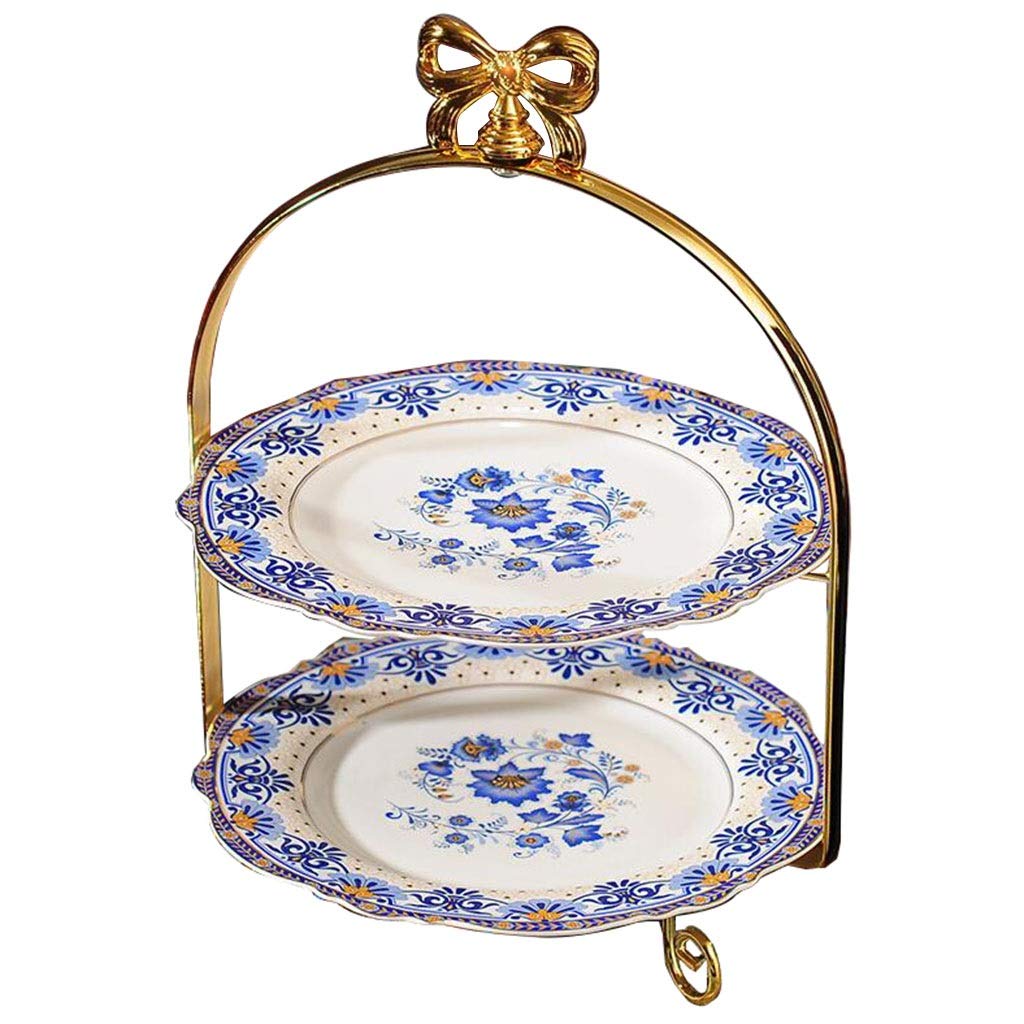 Double Fruit Bowl - 3-Tier Ceramic Cake Stand for Modern Living Room, Afternoon Tea & Snack Serving | Elegant Home Decor for Parties, Dining & Gifts