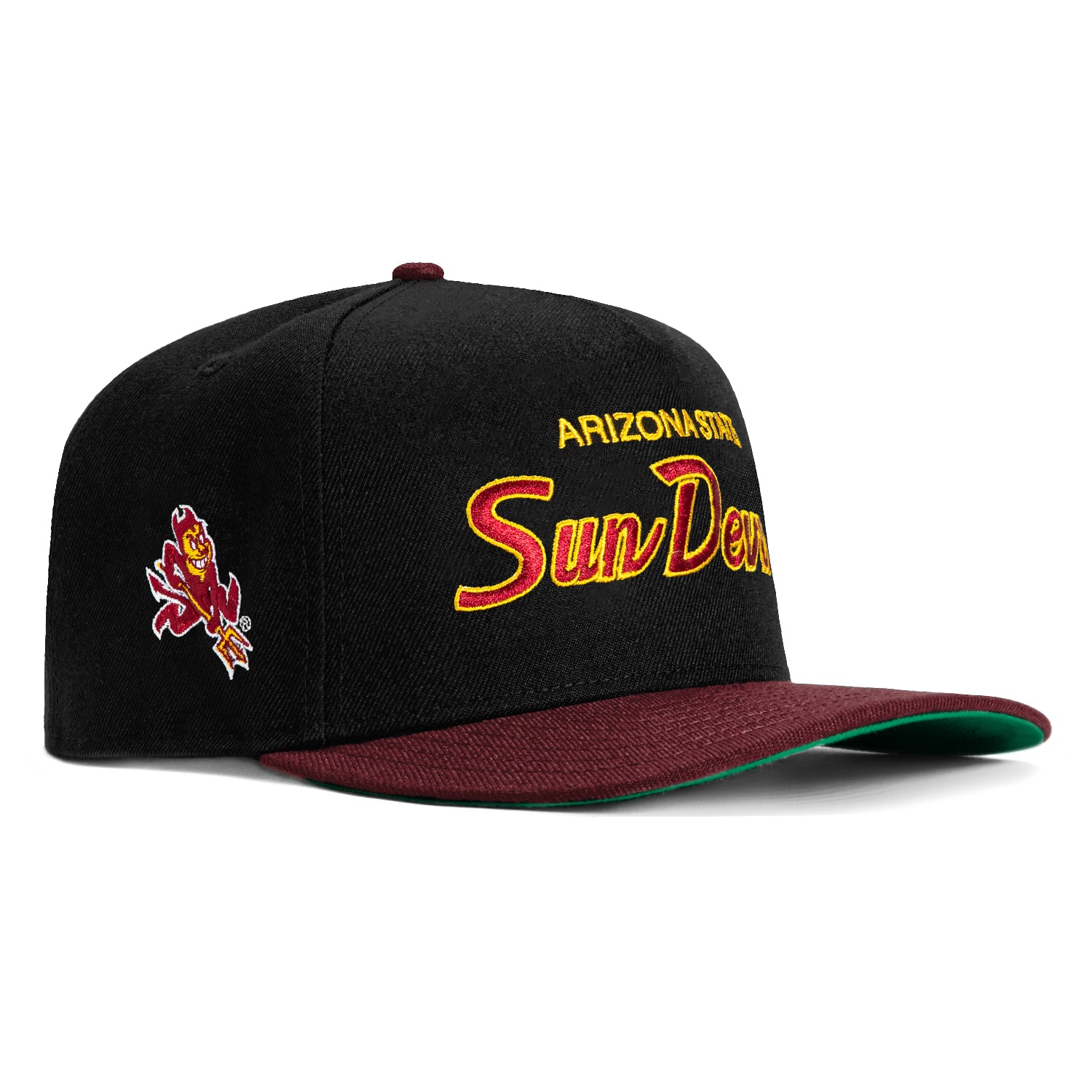 New Era 9Seventy Arizona State Sun Devils Snapback Hat with Sparky Logo Patch - Black & Maroon Adjustable Baseball Cap for Men & Women - Perfect for College Sports, Fan Gear and Casual Wear