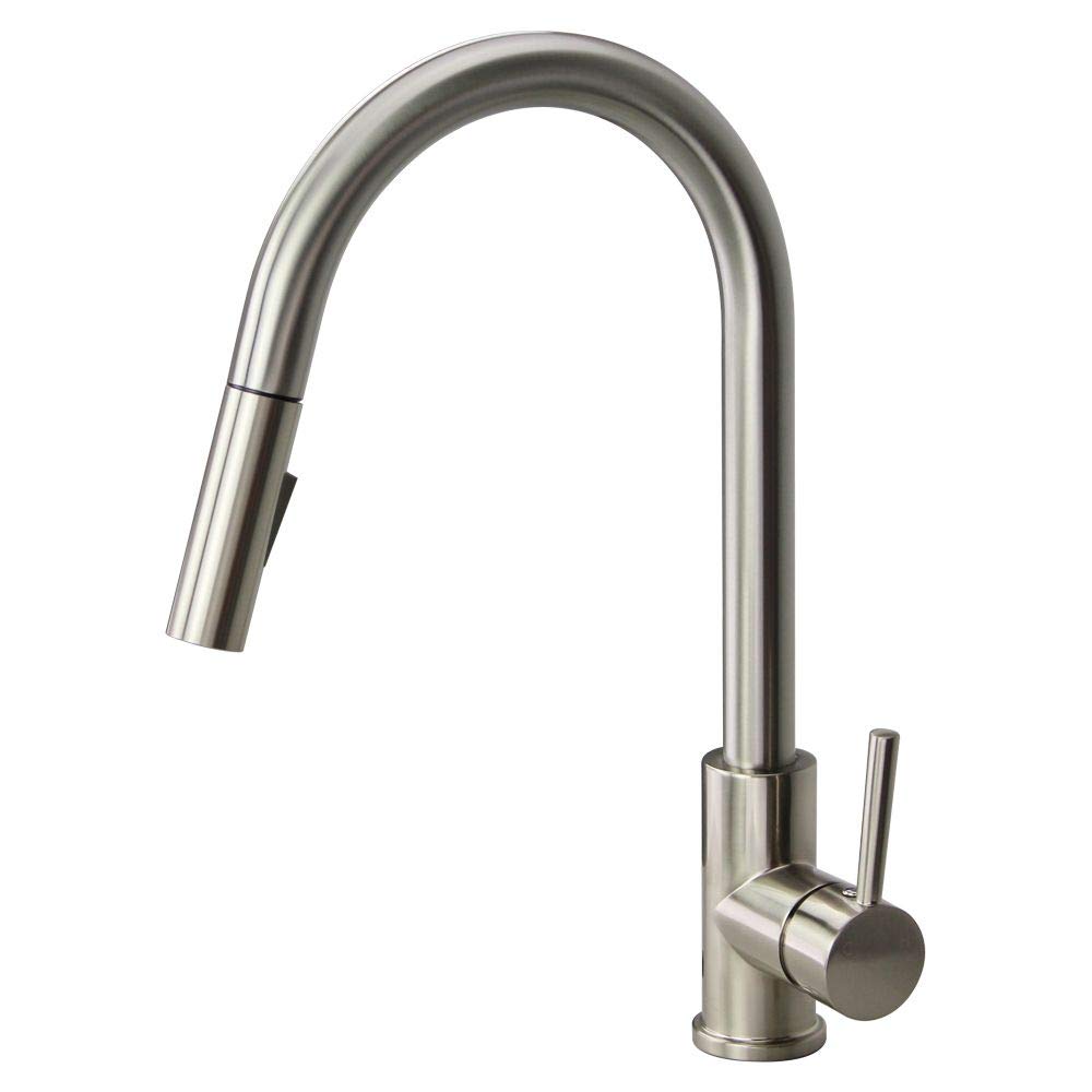 Transolid T3570-LS Stainless Steel Kitchen Faucet with Pull-Down Sprayer - Modern High Arc Design for Easy Dishwashing & Food Prep (Perfect for Farmhouse & Contemporary Kitchens)