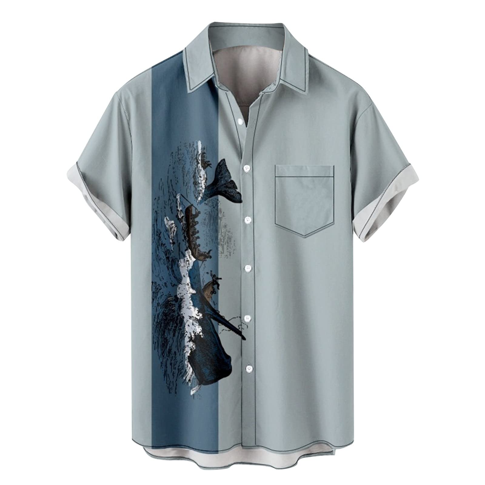 Men's Hawaiian Shirt Short Sleeve Button Down - Tropical Floral Print Beach Shirt for Summer Vacation, Luau Party & Casual Wear - Size Large in Black