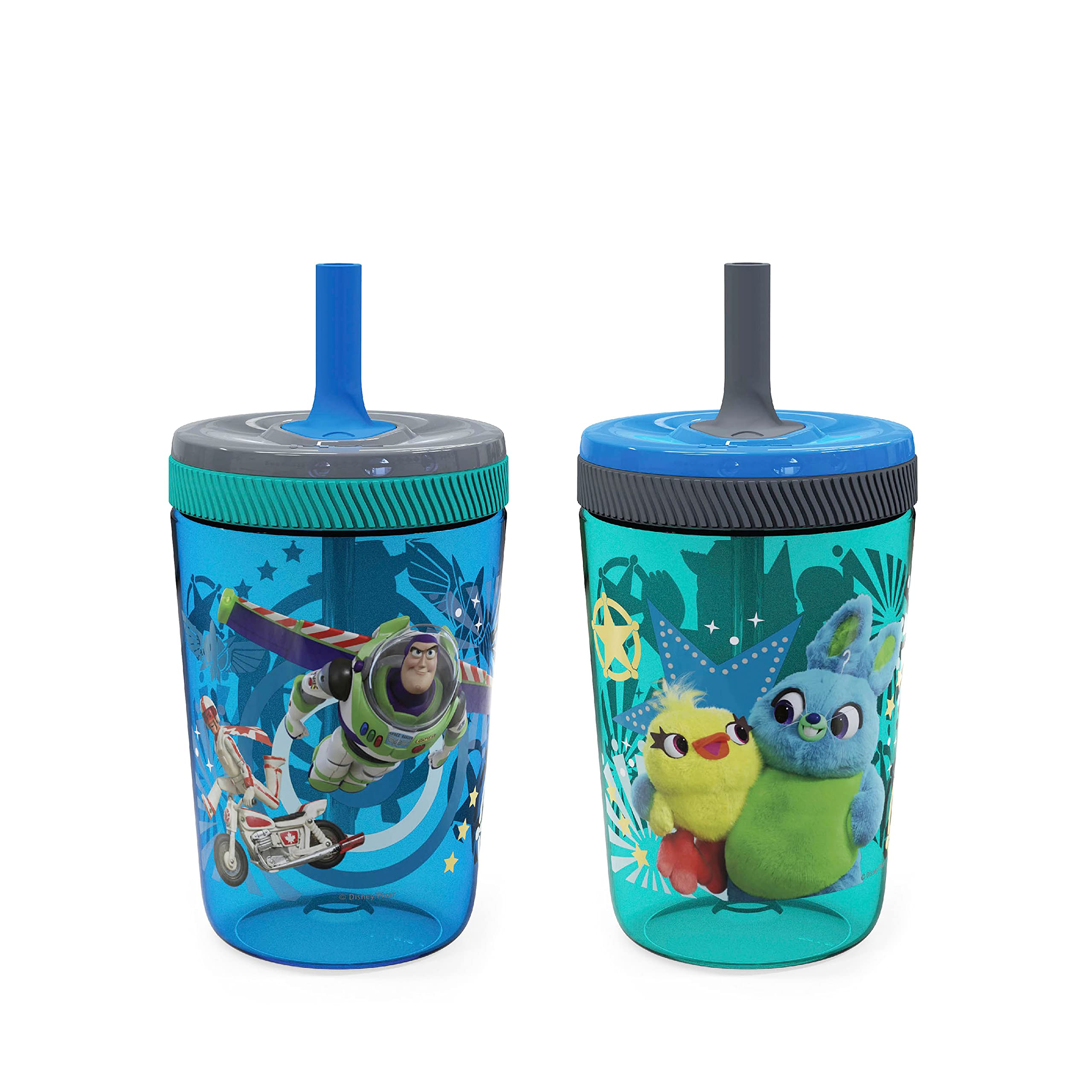 **Zak Designs Kelso 15 oz Tumbler Set (Toy Story 4 - Woody & Buzz 2-Piece Set) - Leak-Proof Toddler Cup with Screw-On Lid & Straw, Durable Plastic & Silicone - Perfect for Kids' Drinks, School, Travel & Outdoor Activities**