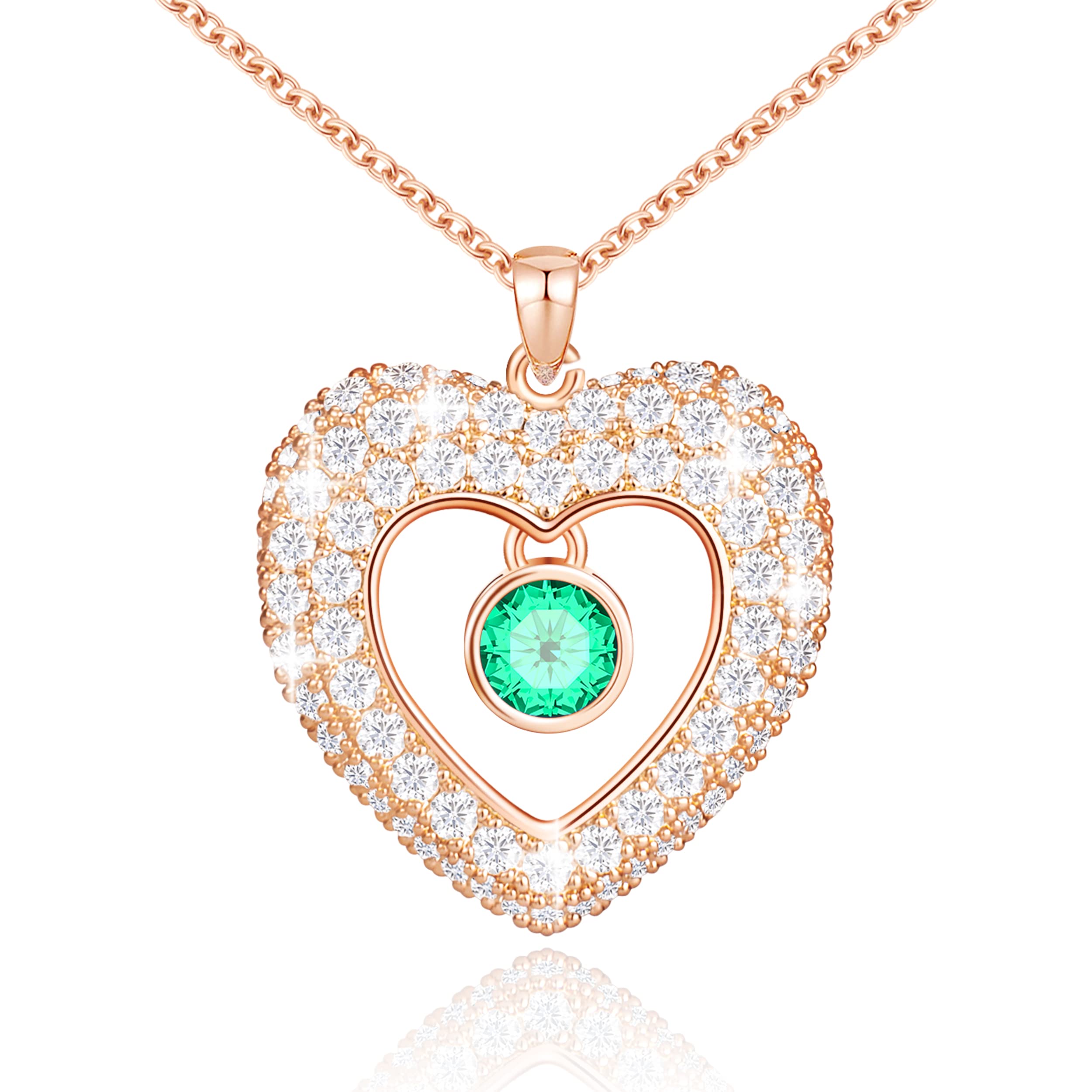 Birthstone Necklace for Women & Girls - Heart Pendant Jewelry with 5A Zirconia, Anniversary Birthday Mother's Day Gift for Wife, Girlfriend, Her - Perfect for Romantic Occasions & Special Celebrations