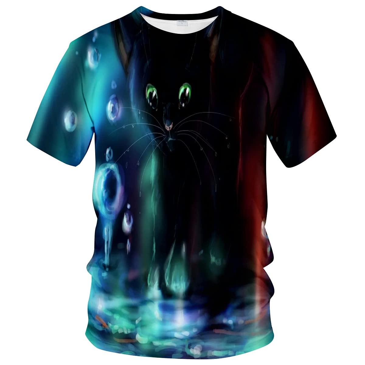 Fiswaki Black Cat Graphic Men's T-Shirt | Soft Cotton Bubble Print Tee | Casual Streetwear for Men | Perfect for Everyday Wear, Parties & Gifts