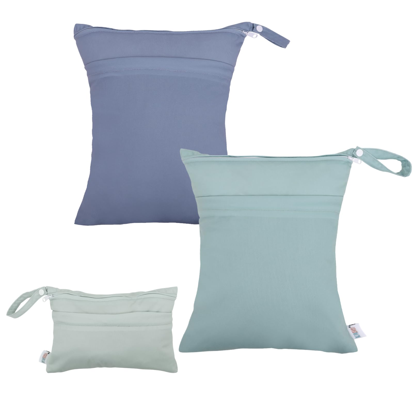 ALVABABY 3 Pack Waterproof Wet Dry Bags - Reusable Cloth Diaper Storage with Dual Zippered Pockets | Travel, Beach, Pool, Daycare Essentials | Perfect for Baby Items, Swimsuits, Gym & Yoga Clothes (Small/Medium/Large 3L-SML04)