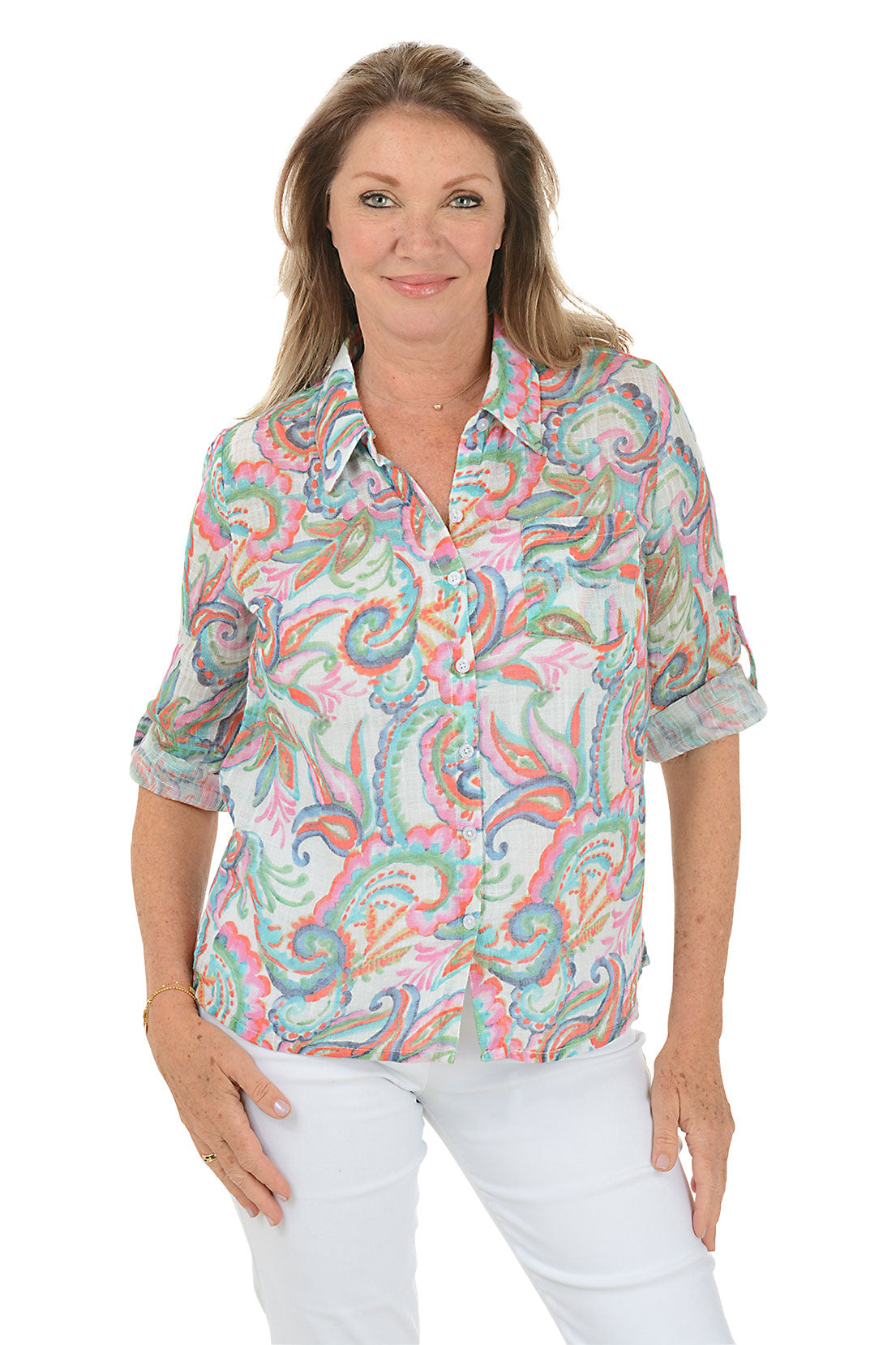 Bohemian Carnival Paisley Print Gauze Shirt for Women - Lightweight & Breathable Summer Blouse - Perfect for Festivals, Beach Outings & Casual Wear
