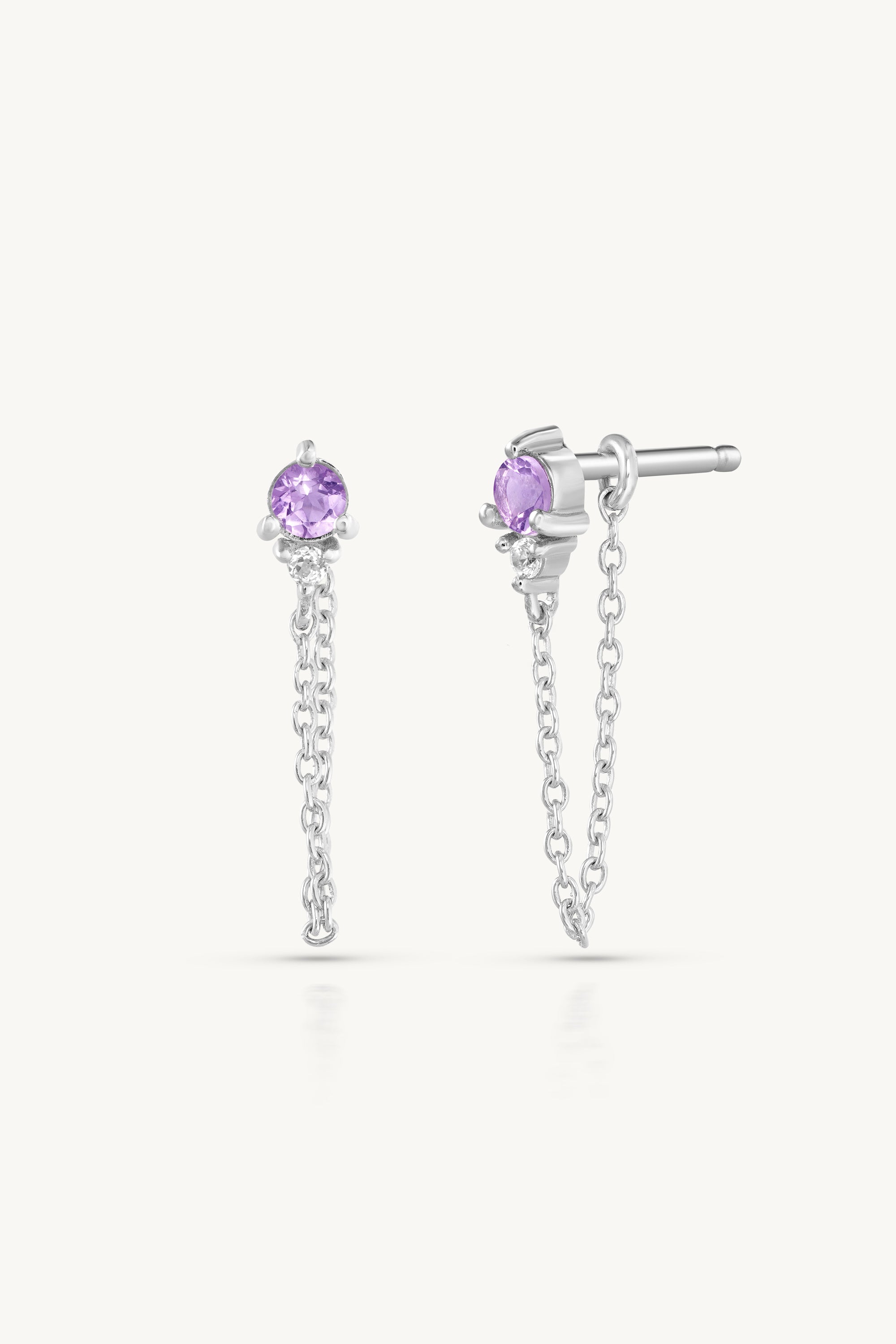 February Amethyst Birthstone Sterling Silver Stud Earrings - Perfect Gift for Valentine's Day & Anniversary Jewelry