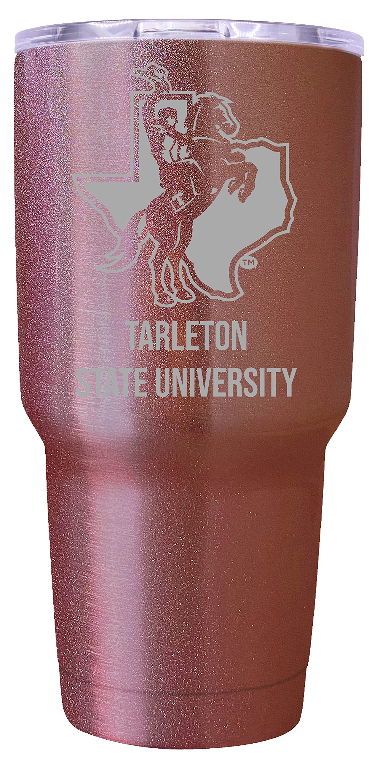 Tarleton State University 24oz Insulated Stainless Steel Tumbler with Rose Gold Etching - Keeps Drinks Hot/Cold for Hours - Perfect for College, Office, Gym & Outdoor Activities