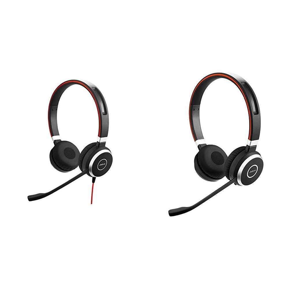 Jabra Evolve 40 Stereo UC On-Ear Headset & Evolve 65 UC Wireless Over-Ear Headphones - Noise Cancelling Office Headsets for Business Calls, Video Conferencing & Remote Work