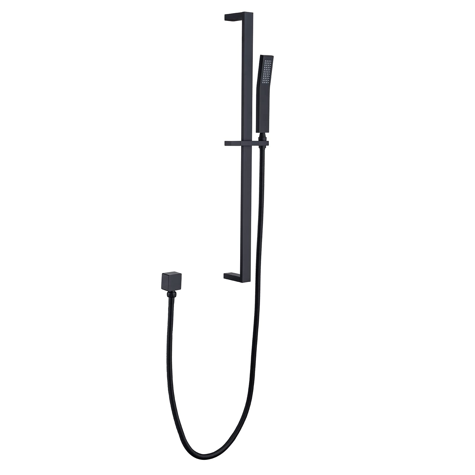 Premium Matte Black Brass Shower Slide Bar with Adjustable Height - Handheld Shower Wand Holder with Hose - Wall Mount Bathroom Accessory for Luxurious Spa Experience at Home