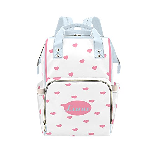 Waterproof Pink Diaper Backpack for Moms - Personalized Baby Bag with Name, Nursing Tote for Women | Perfect for Travel, Daycare & On-the-Go Parenting