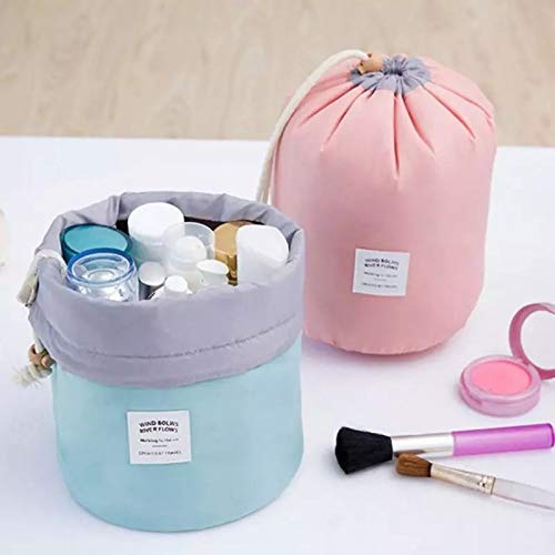 Vroxy Barrel Shaped Travel Toiletry Bag for Women & Men - Waterproof Cosmetic Makeup Organizer with Multiple Pockets - Perfect for Vacation, Gym, Camping & Business Trips (Multicolor)