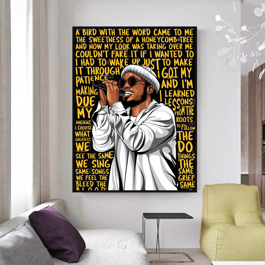 Anderson Paak Singer Rapper Canvas Wall Art Print - Music Inspired Home Decor for Bedroom, Living Room & Office - Perfect Gift for Fans & Music Lovers