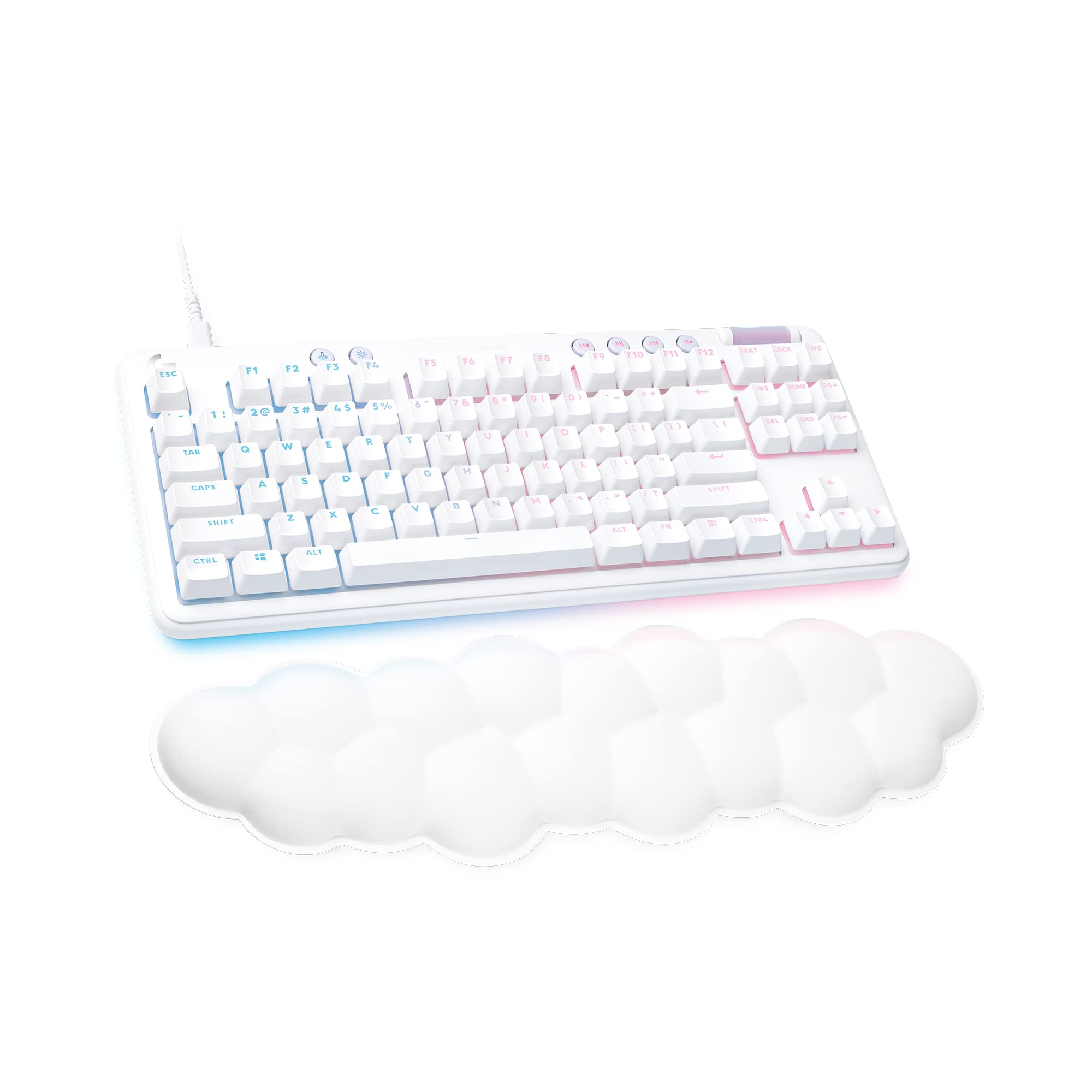Logitech G713 Wired Mechanical Gaming Keyboard with RGB Backlit - Clicky Blue Switches, Detachable Wrist Rest - Compatible with PC & Mac (White) - Perfect for Esports, Streaming & Office Work