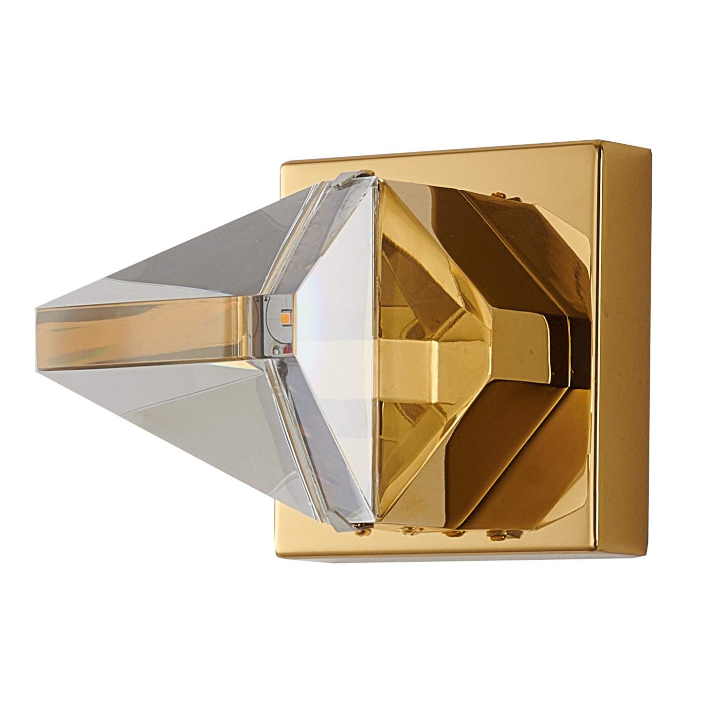 Bethel Clear Triangular Crystal Flush Mount Light Fixture with Brass Iron Frame - Elegant Ceiling Lighting for Living Room, Bedroom & Dining Room