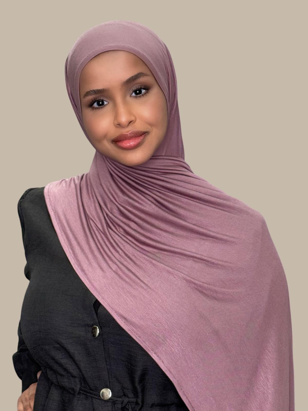 Pre-Sewn Jersey Hijab in Rose Taupe - Soft & Comfortable Muslim Headscarf for Daily Wear & Prayer