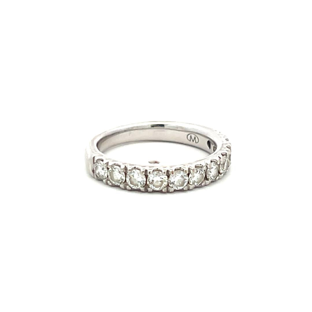 1.10 Carat Round Brilliant G SI Diamond 14K White Gold Half Eternity Wedding Band - Perfect for Engagement, Anniversary & Bridal Jewelry Gifts