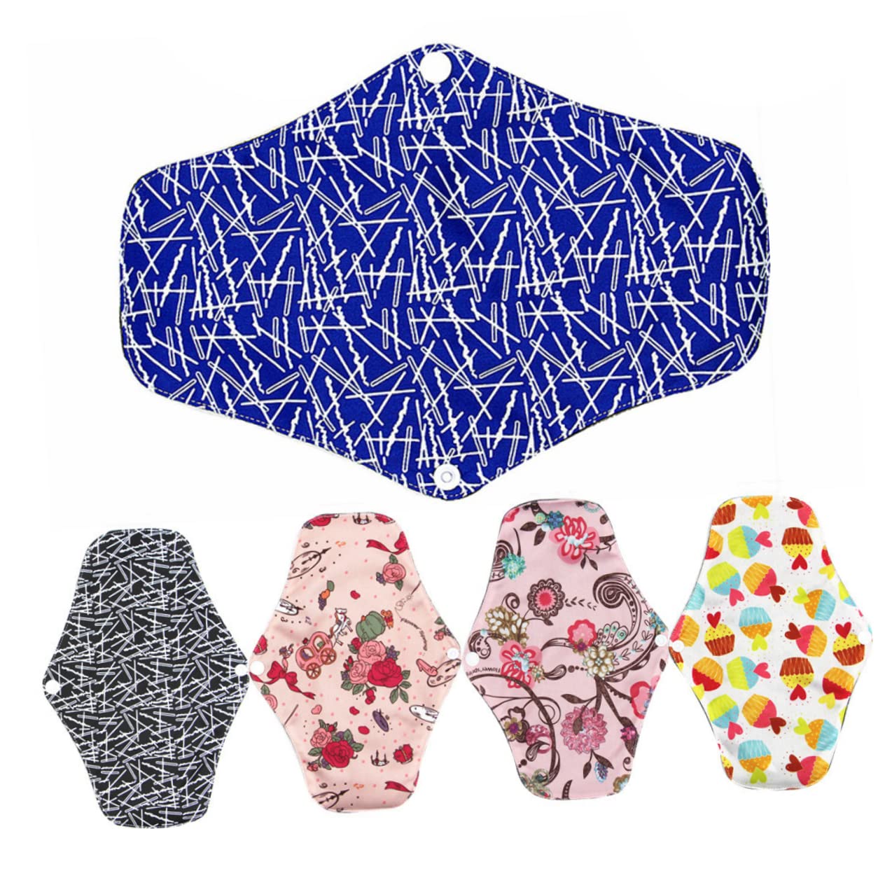Organic Cotton Reusable Menstrual Pads - 5 Pack Washable Cloth Period Pads for Women | Eco-Friendly, Soft & Absorbent | Perfect for Travel, Work & Active Lifestyles
