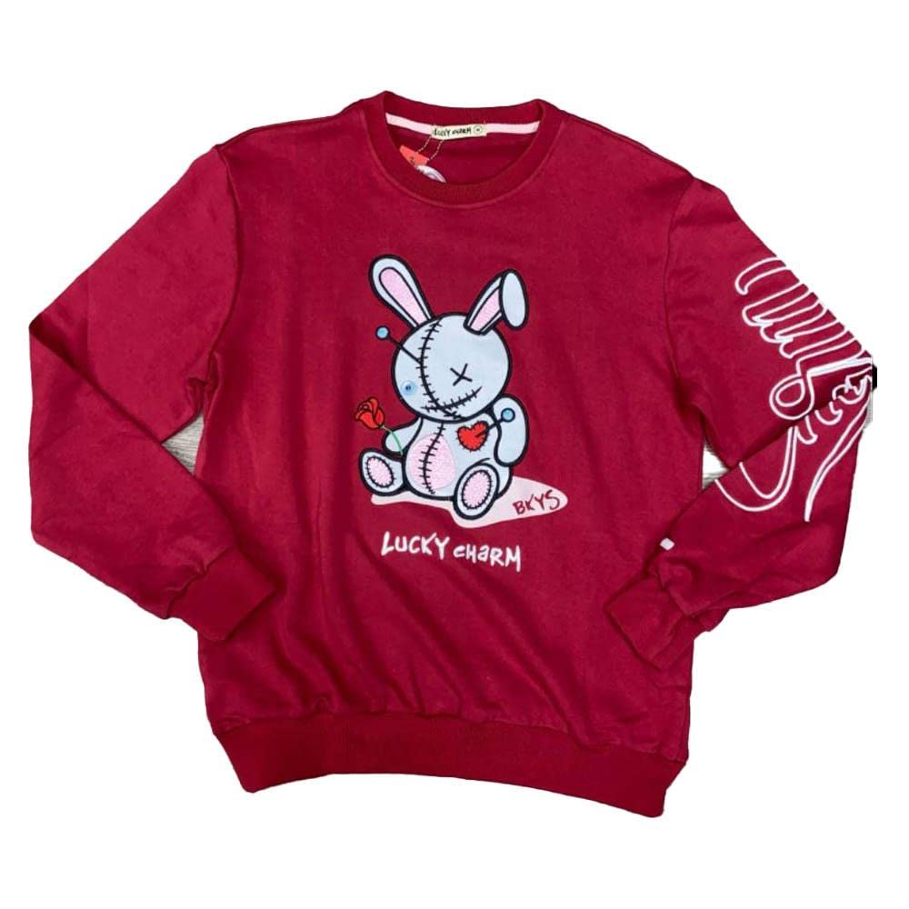 Black Keys Men's Lucky Charm Crewneck Sweatshirt - Cherry Red | Stylish & Comfortable Pullover for Casual Wear, Street Fashion & Everyday Outfits