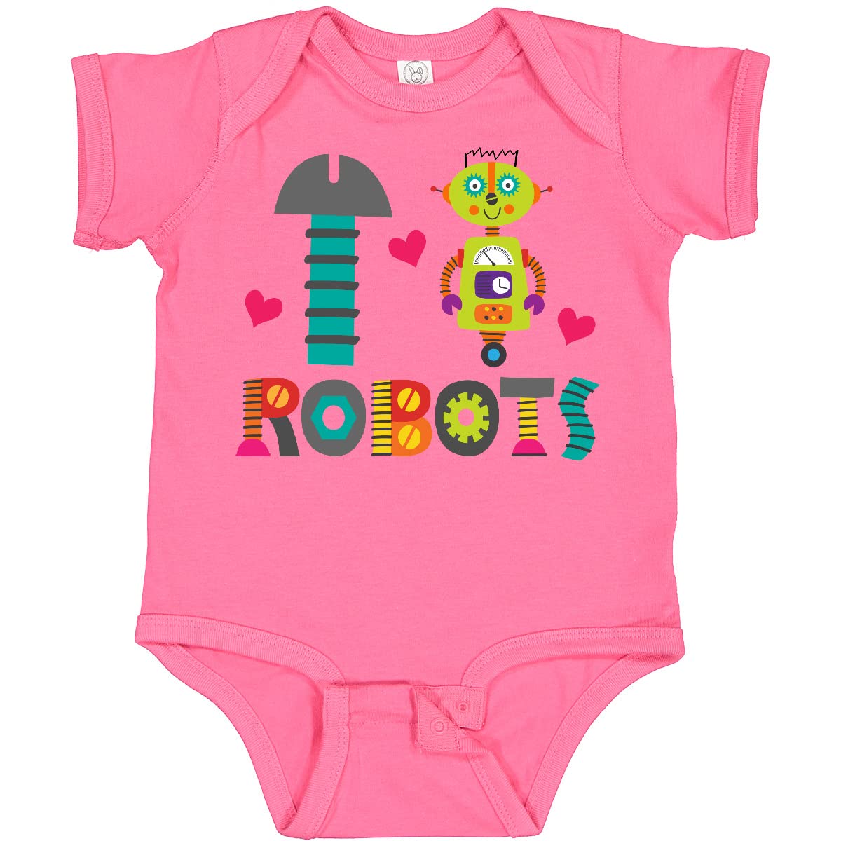 Inktastic Robotics I Heart Robots Baby Bodysuit - Cute Robot Print Onesie for Infants & Toddlers - Perfect for STEM Events, Robot-Themed Parties & Everyday Play